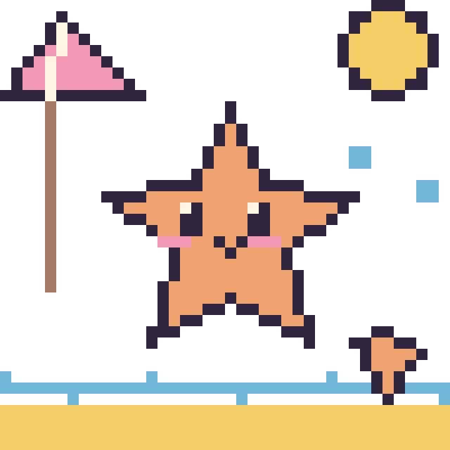 Modèle de pixel art Étoile de mer à la plage sur une grille de 40 par 40 cases