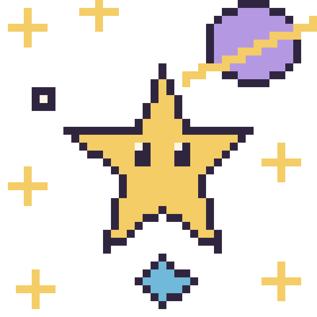 Modèle de pixel art Étoile dans l’espace sur une grille de 40 par 40 cases