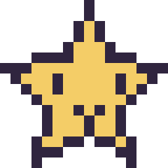 Pixel art Étoile kawaii 16 × 16, grille 16 × 16
