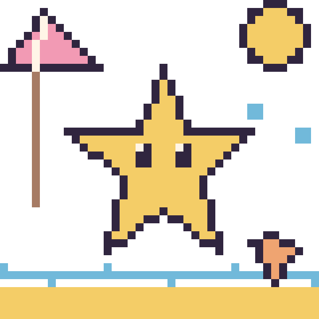 Modèle de pixel art Étoile à la plage sur une grille de 40 par 40 cases