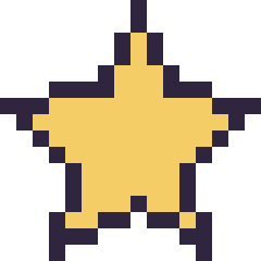 Pixel art Étoile simple 16 × 16, grille 16 × 16