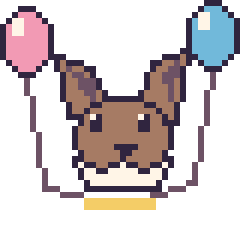 Pixel art Évoli avec des ballons, grille 40 × 40