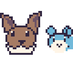 Pixel art Évoli et Azurill mini, grille 40 × 40