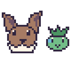 Pixel art Évoli et Bulbizarre mini, grille 40 × 40