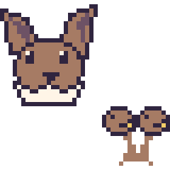 Pixel art Évoli et Doduo mini, grille 40 × 40