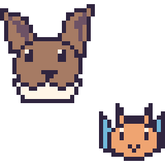 Pixel art Évoli et Dracaufeu mini, grille 40 × 40