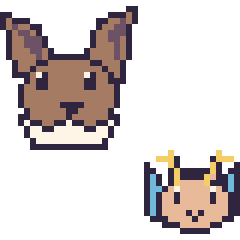 Pixel art Évoli et Dracolosse mini, grille 40 × 40