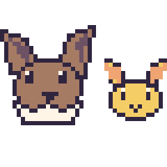 Pixel art Évoli et Feunnec mini, grille 40 × 40