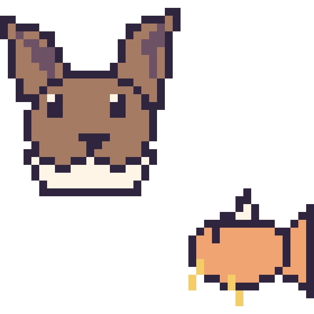 Modèle de pixel art Évoli et Magicarpe mini sur une grille de 40 par 40 cases