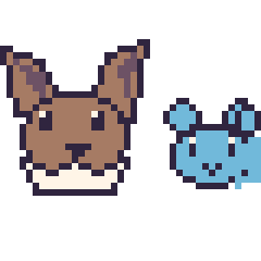Pixel art Évoli et Marill mini, grille 40 × 40