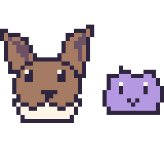 Pixel art Évoli et Métamorph mini, grille 40 × 40