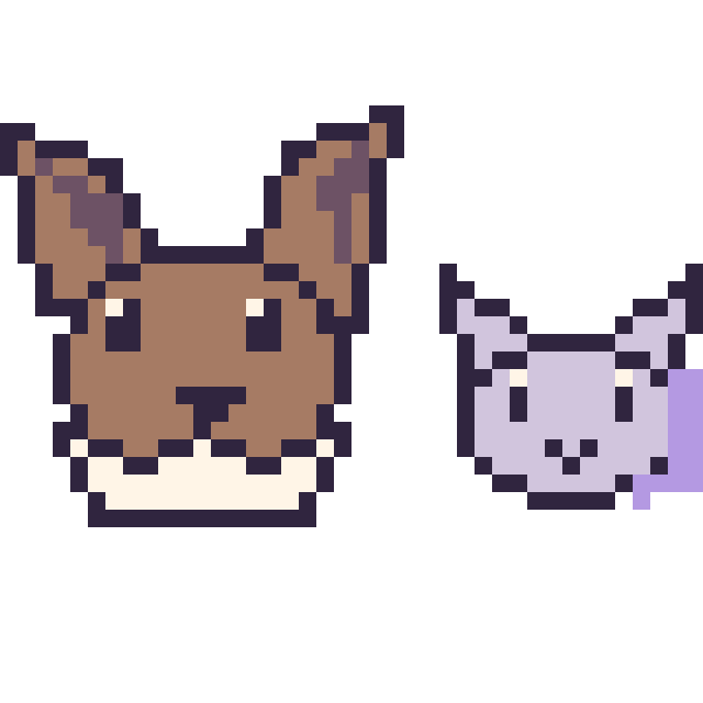Modèle de pixel art Évoli et Mewtwo mini sur une grille de 40 par 40 cases