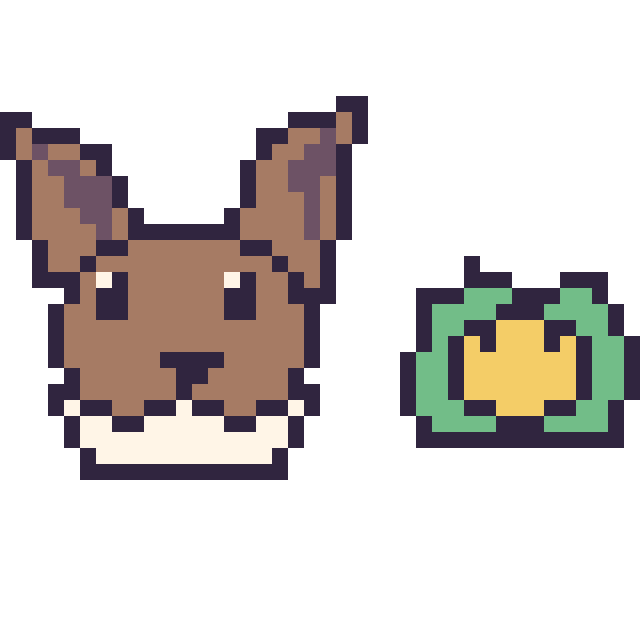Modèle de pixel art Évoli et Nucléos mini sur une grille de 40 par 40 cases