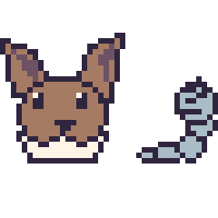 Pixel art Évoli et Onix mini, grille 40 × 40