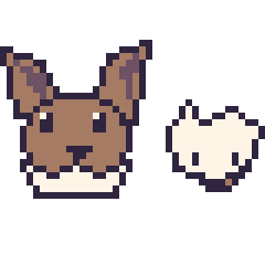 Pixel art Évoli et Osselait mini, grille 40 × 40