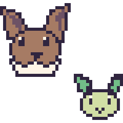 Pixel art Évoli et Phyllali mini, grille 40 × 40