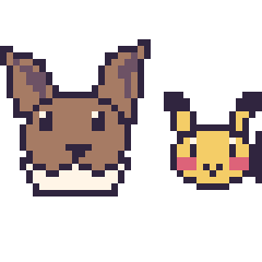 Pixel art Évoli et Pikachu mini, grille 40 × 40
