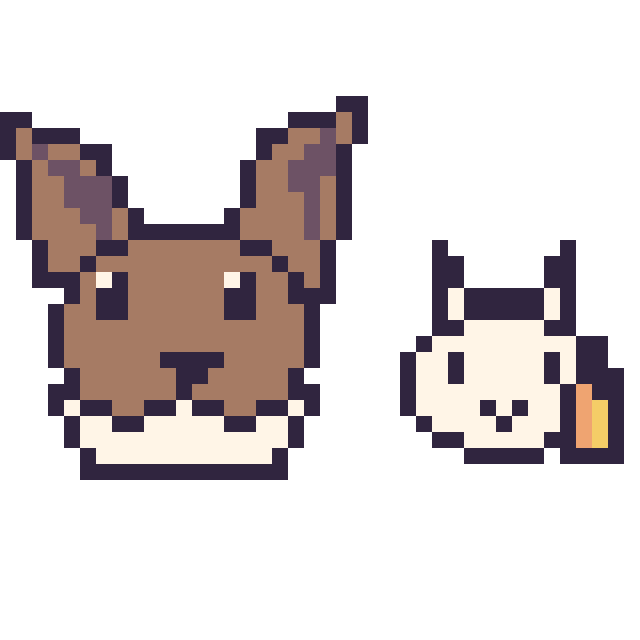 Modèle de pixel art Évoli et Ponyta mini sur une grille de 40 par 40 cases