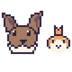 Pixel art Évoli et Poussifeu mini, grille 40 × 40