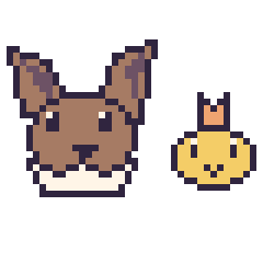 Pixel art Évoli et Psykokwak mini, grille 40 × 40