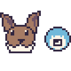 Pixel art Évoli et Ptitard mini, grille 40 × 40