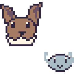 Pixel art Évoli et Racaillou mini, grille 40 × 40