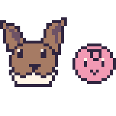 Pixel art Évoli et Rondoudou mini, grille 40 × 40