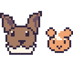 Pixel art Évoli et Teddiursa mini, grille 40 × 40