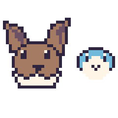 Pixel art Évoli et Tiplouf mini, grille 40 × 40