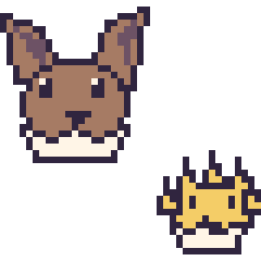 Pixel art Évoli et Voltali mini, grille 40 × 40
