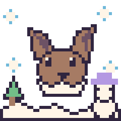 Pixel art Évoli en hiver, grille 40 × 40