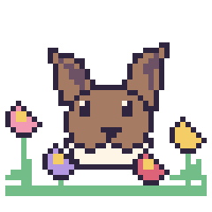 Pixel art Évoli dans le jardin, grille 40 × 40