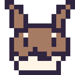 Pixel art Évoli mini 16 × 16, grille 16 × 16