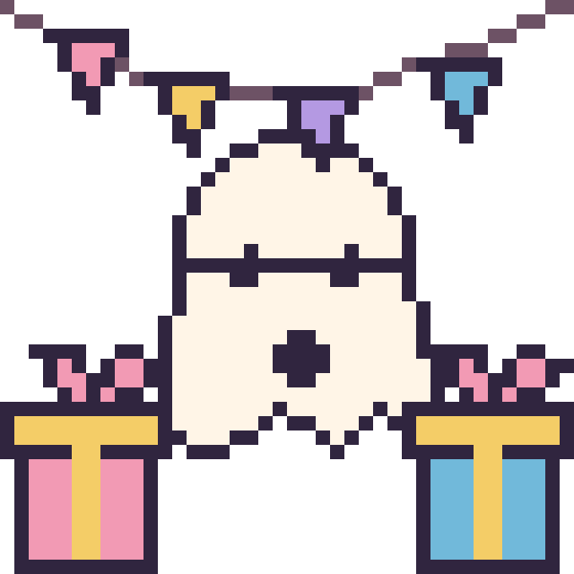 Modèle de pixel art Fantôme pour un anniversaire sur une grille de 40 par 40 cases