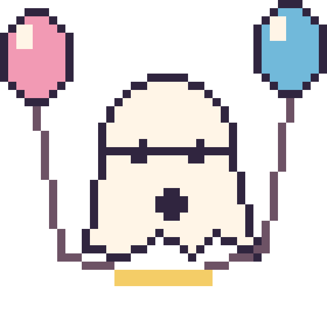 Modèle de pixel art Fantôme avec des ballons sur une grille de 40 par 40 cases