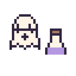 Pixel art Fantôme kawaii 16 × 16 et Potion simple 12 × 12, grille 32 × 32