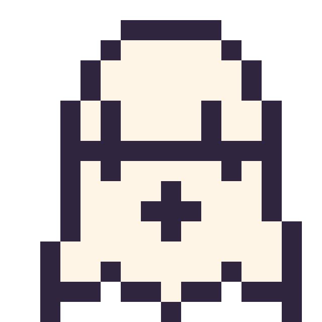 Modèle de pixel art Fantôme kawaii 16 × 16 sur une grille de 16 par 16 cases