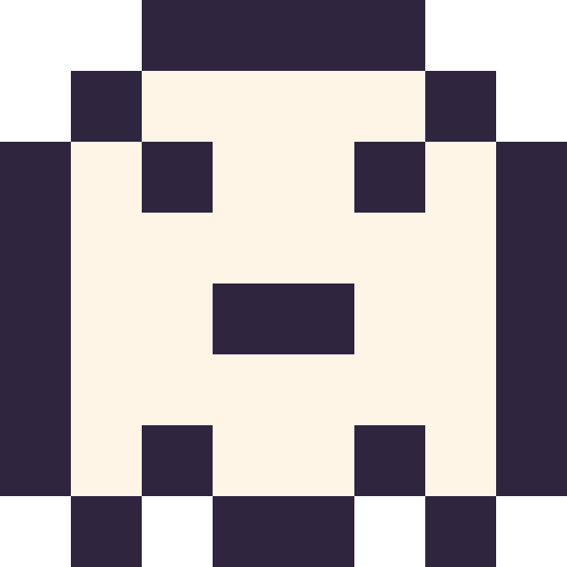Modèle de pixel art Fantôme mini sur une grille de 8 par 8 cases