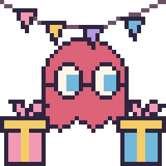 Pixel art Fantôme Pac-Man pour un anniversaire, grille 40 × 40
