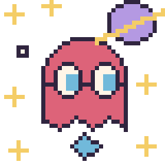 Pixel art Fantôme Pac-Man dans l’espace, grille 40 × 40