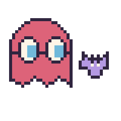 Pixel art Fantôme Pac-Man et Chauve-souris simple 10 × 10, grille 40 × 40