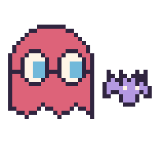 Pixel art Fantôme Pac-Man et Chauve-souris simple 12 × 12, grille 40 × 40