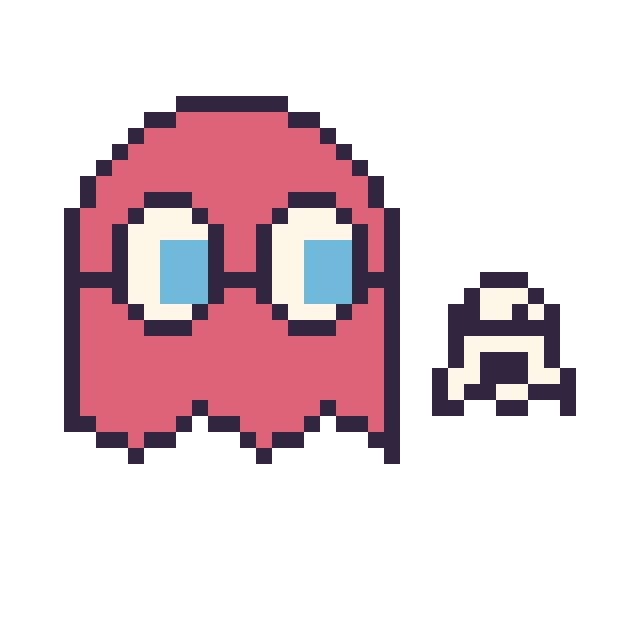 Modèle de pixel art Fantôme Pac-Man et Fantôme simple 10 × 10 sur une grille de 40 par 40 cases