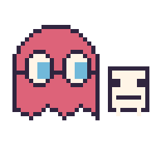 Pixel art Fantôme Pac-Man et Squelette Minecraft 16 × 16, grille 40 × 40