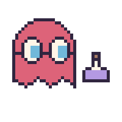 Pixel art Fantôme Pac-Man et Potion simple 10 × 10, grille 40 × 40