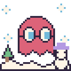 Pixel art Fantôme Pac-Man en hiver, grille 40 × 40