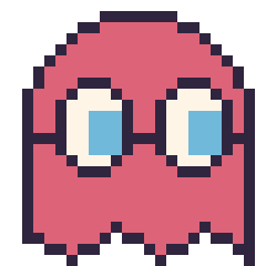 Pixel art Fantôme Pac-Man, grille 24 × 24