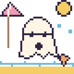 Pixel art Fantôme à la plage, grille 40 × 40