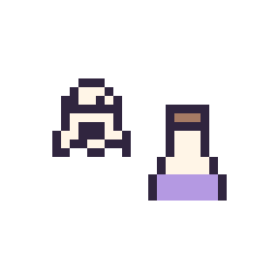 Pixel art Fantôme simple 10 × 10 et Potion simple 12 × 12, grille 32 × 32