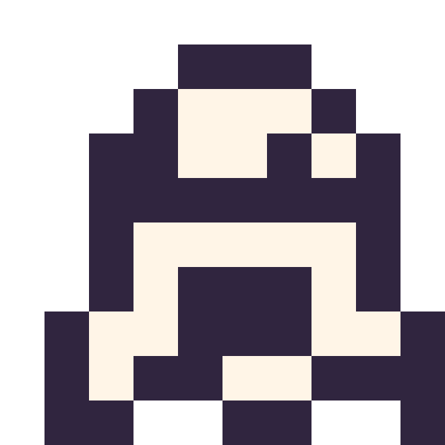 Modèle de pixel art Fantôme simple 10 × 10 sur une grille de 10 par 10 cases